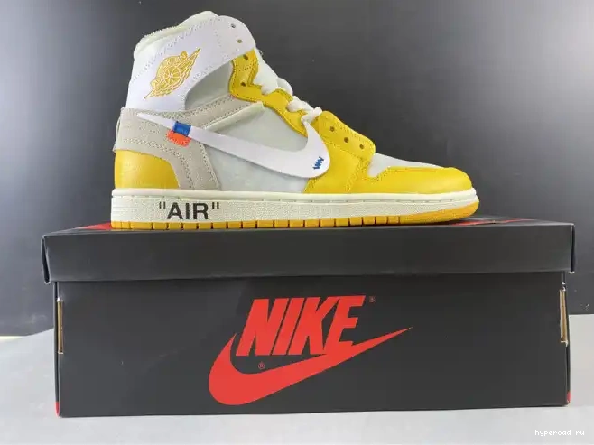 Jordan Dark Air Yellow-Cone NRG Off-White 1 AQ0818-149 Powder x White 0426